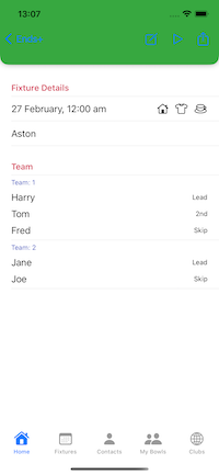 Fixture Team Detail